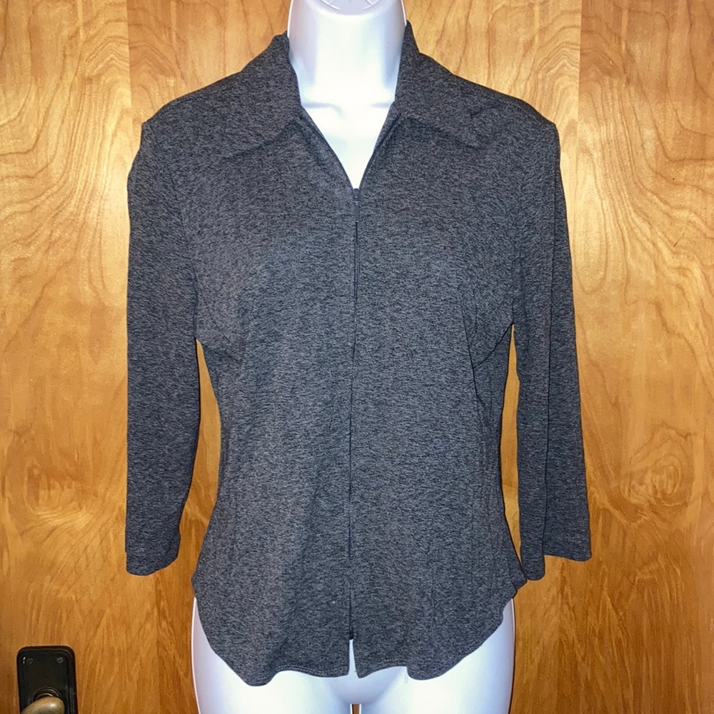 Willi Smith Collection Heather Gray Zip Up Jacket Top Size Small
